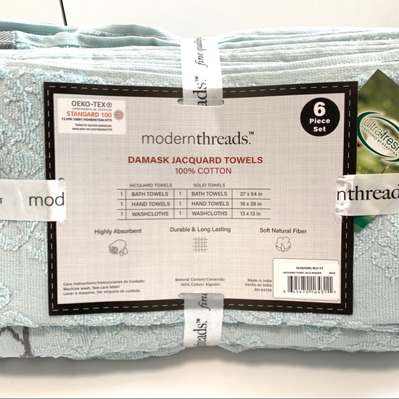 Modern Threads Bath Modern Threads Damask Jacquard Towel 6piece Set